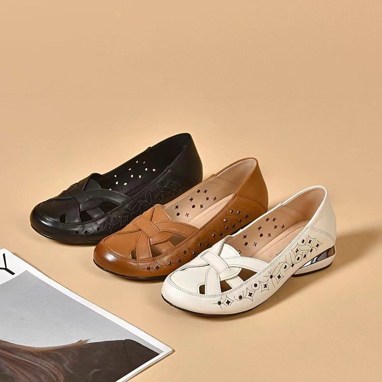 🥰Precio más bajo por tiempo limitado💞【35-40】Nuevos zapatos de mujer de piel auténtica con punta redonda y tacón bajo (modelo 2026)