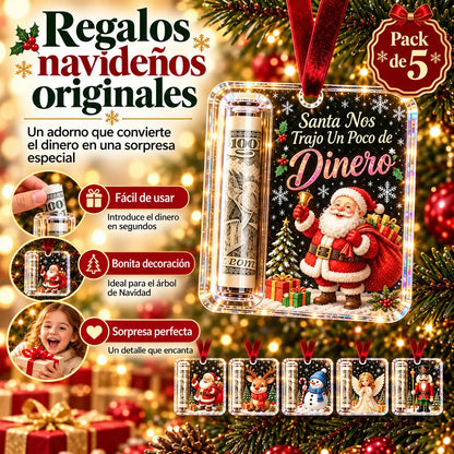 🎄 Adorno navideño para regalar dinero ✨ Un adorno para el árbol de Navidad que oculta billetes: un regalo navideño creativo y sorprendente.