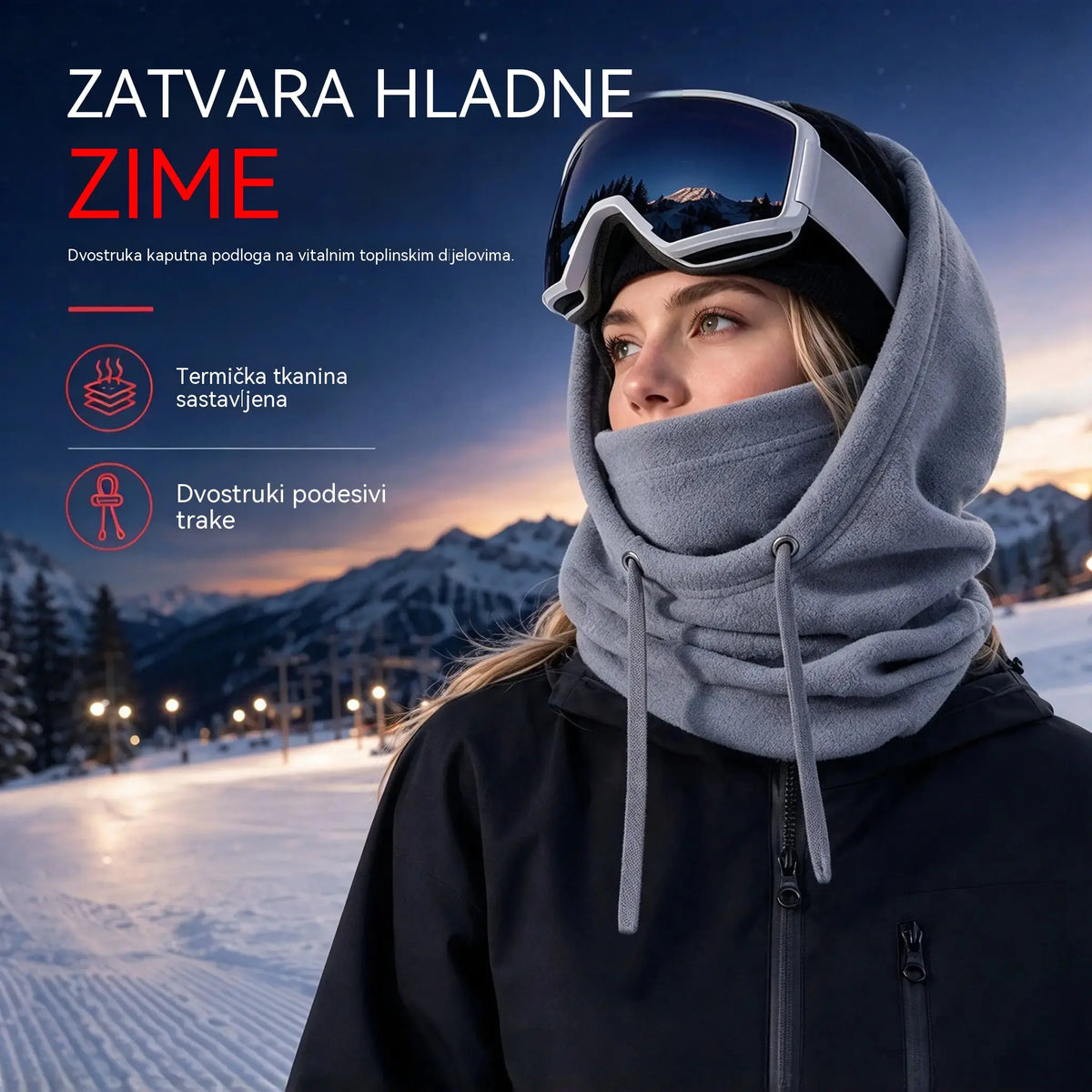 ❄️🧣 Zimska flis termalna balaklava | Debela vjetrootporna balaklava za skijanje, biciklizam, motociklizam i aktivnosti na otvorenom 🏍️🚴‍♂️