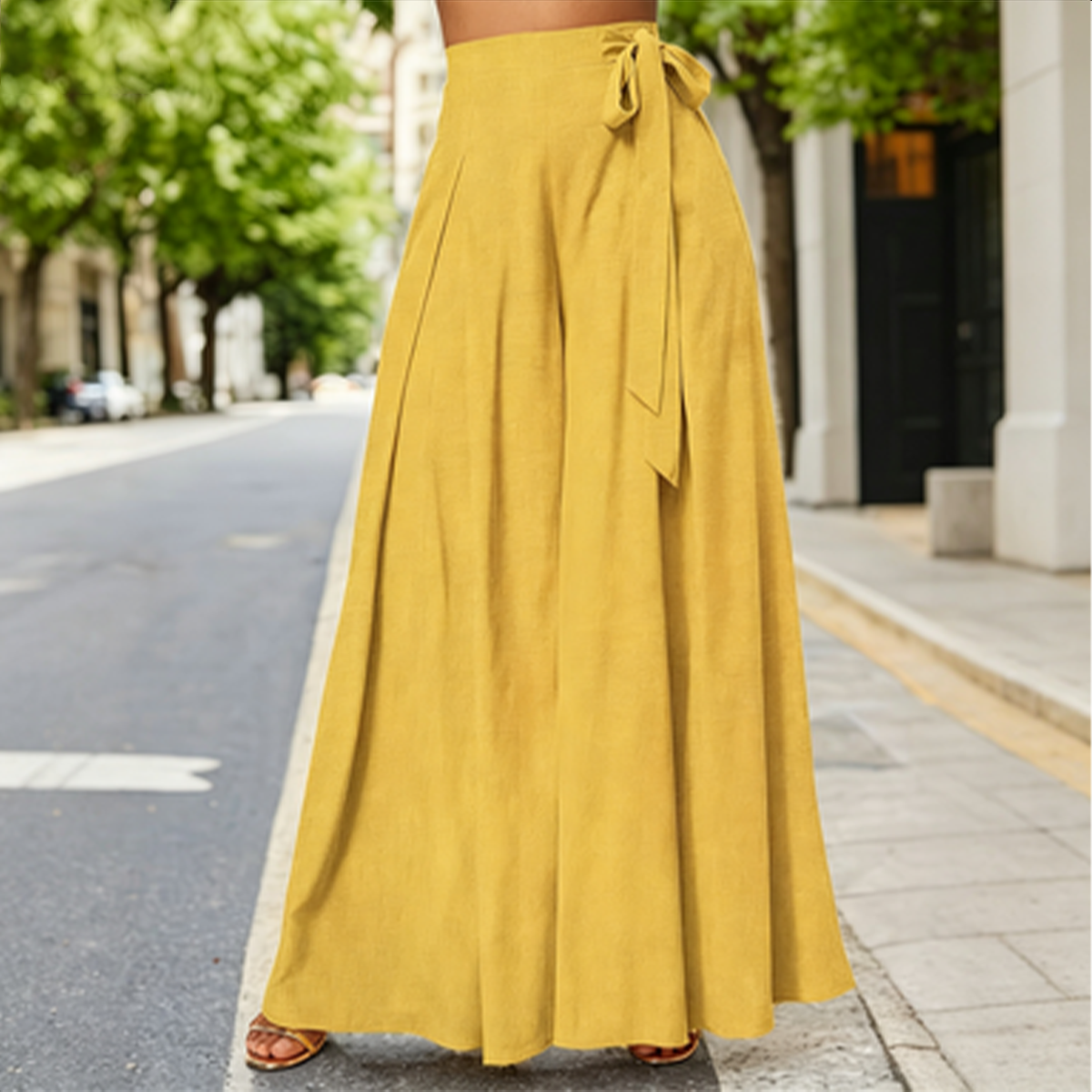 🥇 【S-3XL】antalones casuales de mujer de talle alto y pierna ancha, corte holgado, diseño elegante.