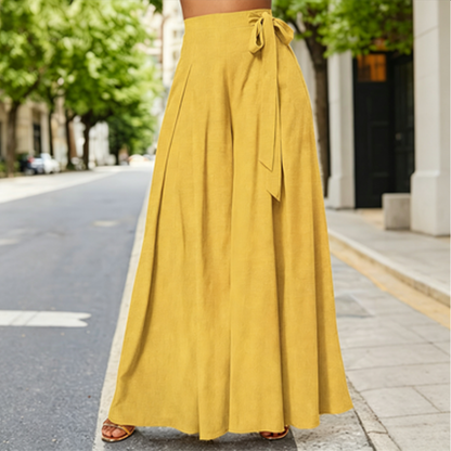 🥇 【S-3XL】antalones casuales de mujer de talle alto y pierna ancha, corte holgado, diseño elegante.