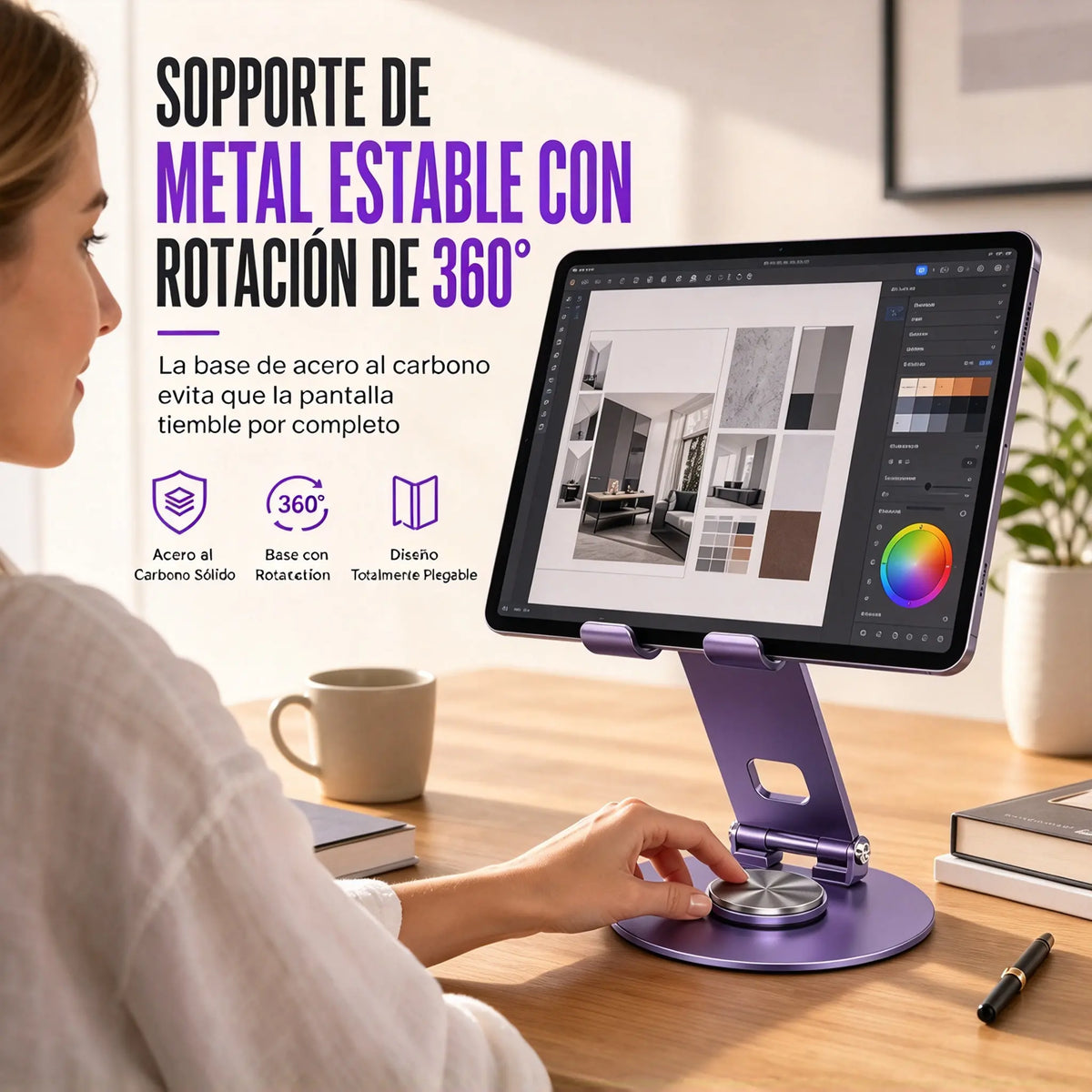 📢📢 50 % de descuento ✨ Soporte premium para teléfono móvil, totalmente metálico – base de escritorio con rotación de 360°