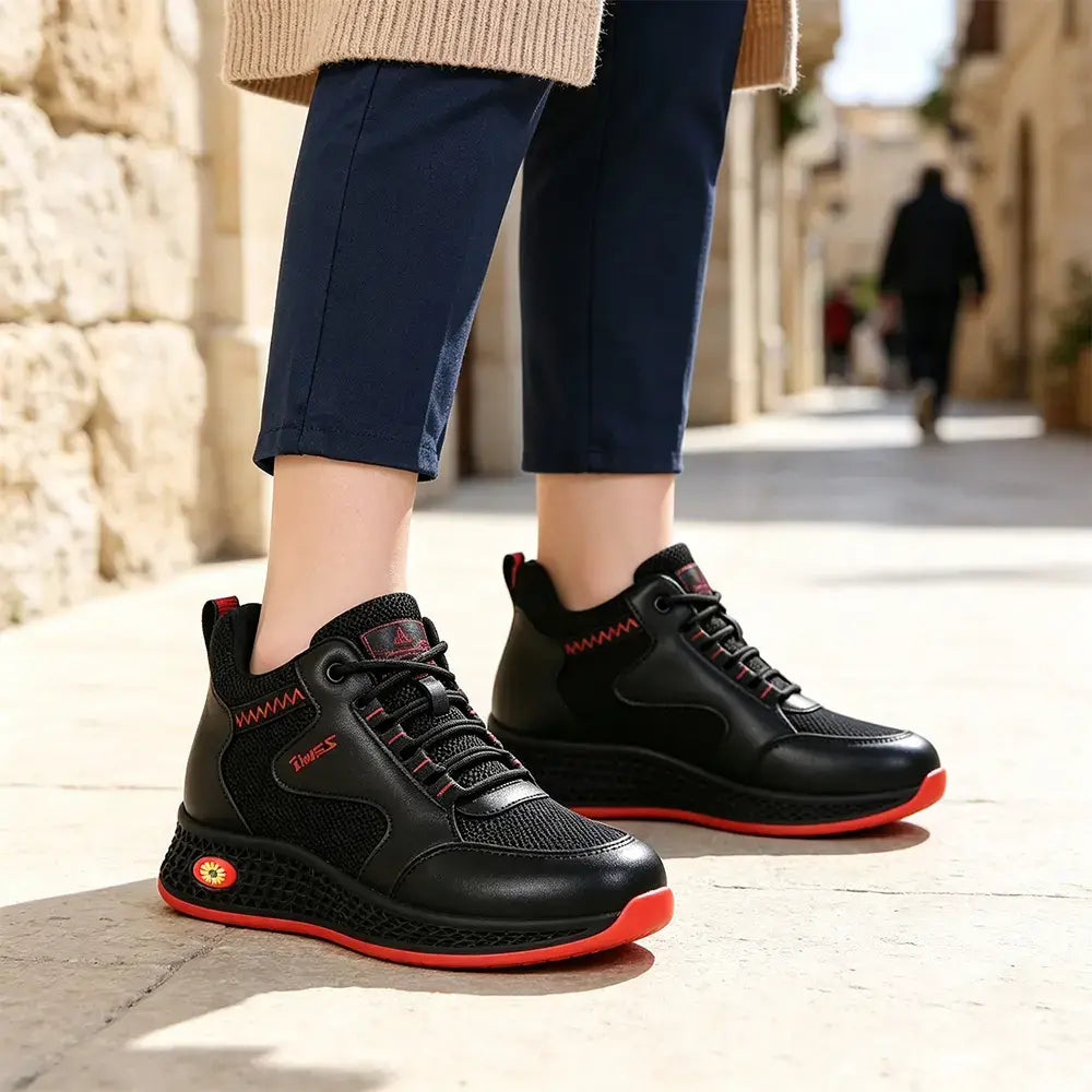 【35-41】👟Zapatos de trabajo planos de cuero negro para mujer, sin cordones, antideslizantes, acolchados, transpirables, ligeros y cómodos.