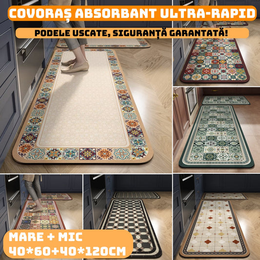 🛁  Covoraș absorbant ultra-rapid – podele uscate, siguranță garantată! 🌿 【Mare(40*120cm) + Mic(40*60cm)】