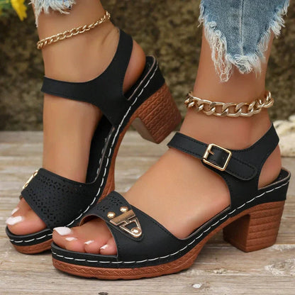 🔥【Reduceri de vară la produse noi】👠Sandale de damă cu toc înalt, stil nou 2025, confortabile, din piele naturală 