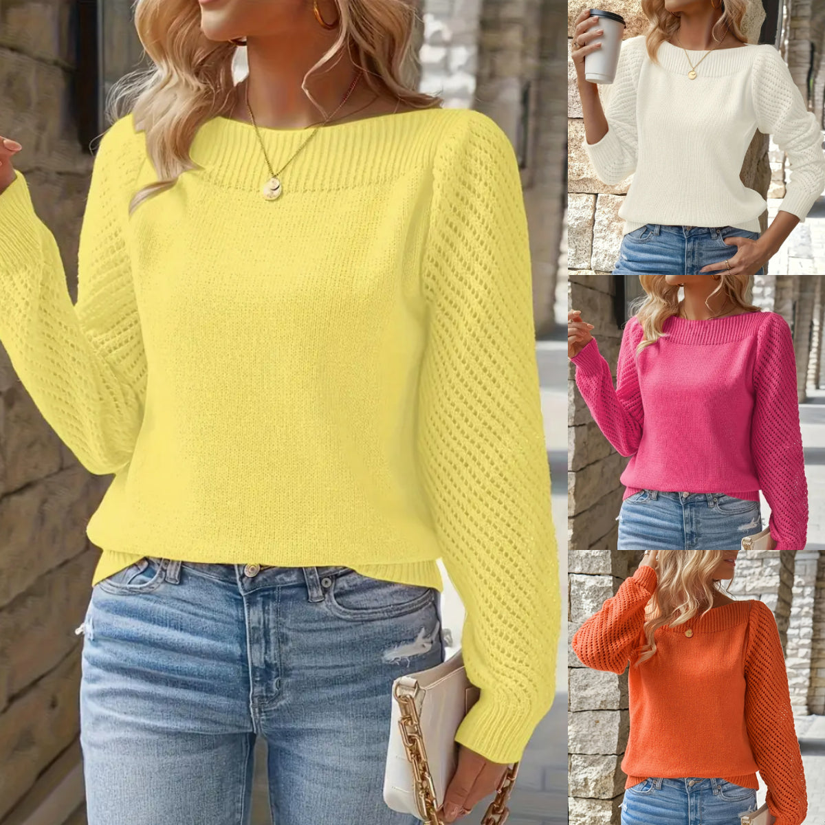 🔥【Zimski hit】✨Novi jednobojni udobni pulover/pletivo dugih rukava