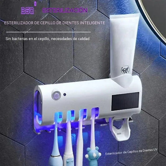 🔥1 pieza 28 euros🦷 Esterilizador de cepillos de dientes UV de pared - Sin taladro - Soporte de baño 3 en 1 🚿