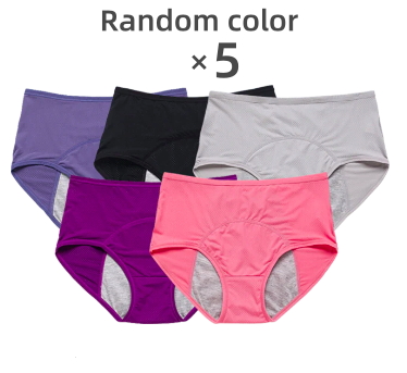 🎉【L-8XL】【Pack de 5】Bragas de cintura alta antifugas para mujer