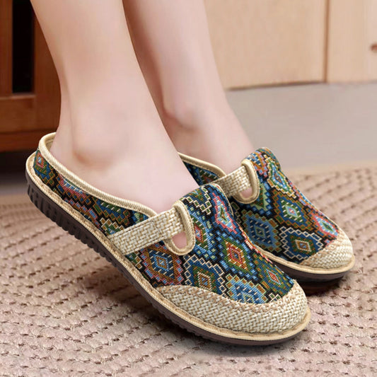 💖【35-41】Papuci de damă cu căptușeală din in haftowane 