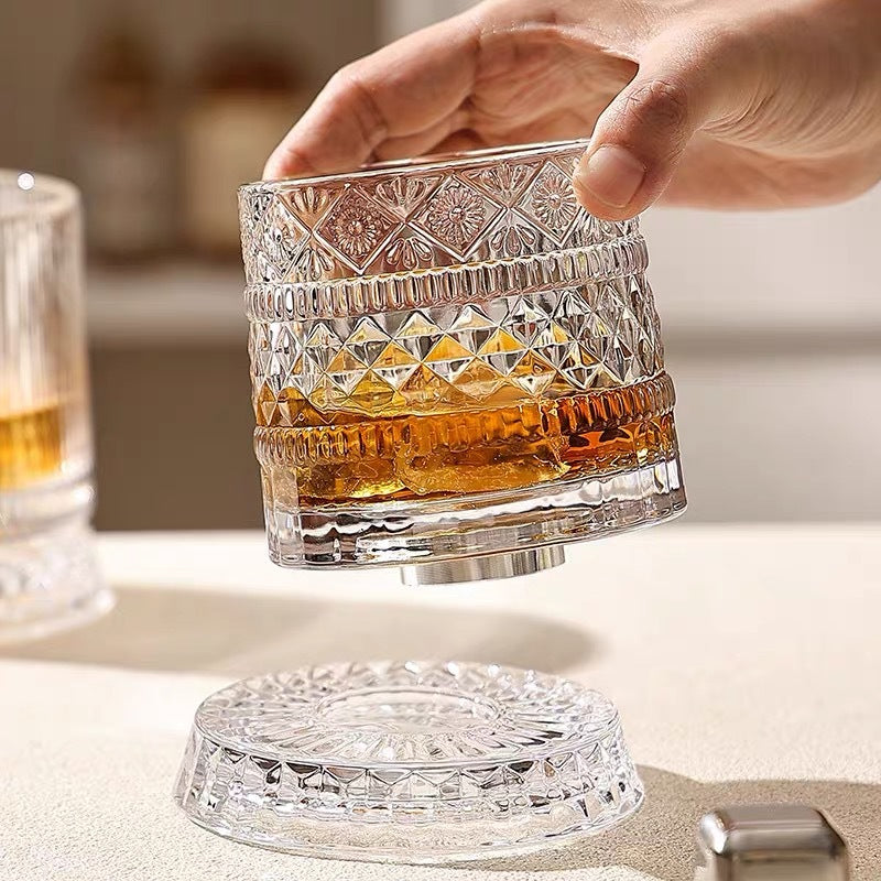 🥛💎Vaso de whisky giratorio 360°