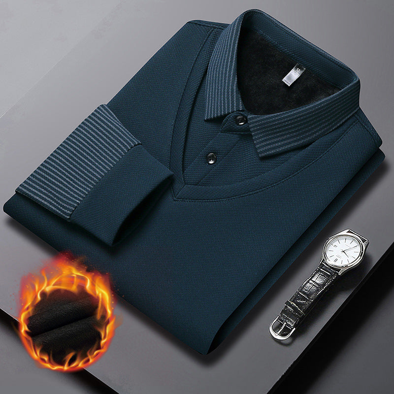 💖🧡50%OFF【M-4XL】Camiseta Polo de Falsa Dos Piezas para Hombre – Diseño a Rayas, Elegante y Versátil