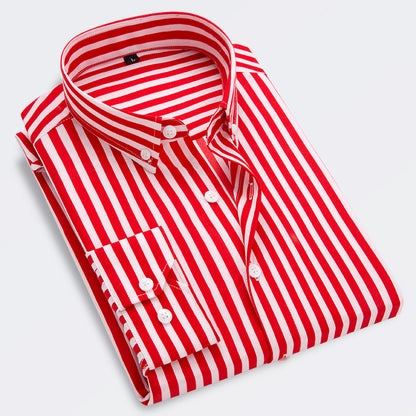 【Promo】Camisa de negocios a rayas de manga larga para hombre 【M-5XL】