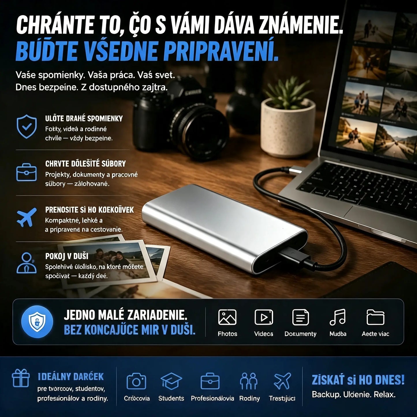 Posledný deň 50% zľavy - Prenosný externý SSD disk - Chráňte svoje fotografie, videá a dôležité súbory.