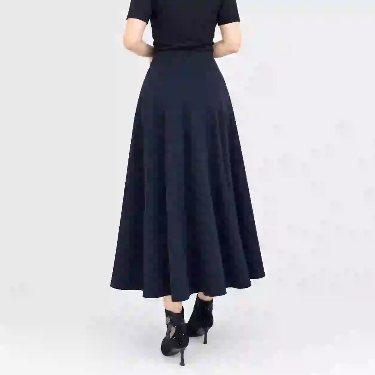 👗🎀【S-4XL】Falda midi de cintura alta con cintura asimétrica y dos botones