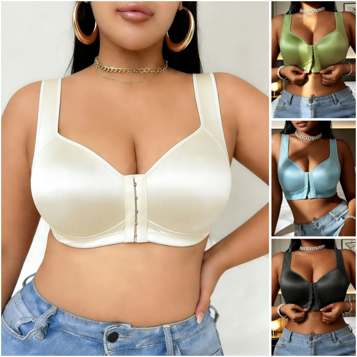 😍👙【3-dijelni set】【40-100 kg】 Ženski grudnjak bez žice s prednjim kopčanjem