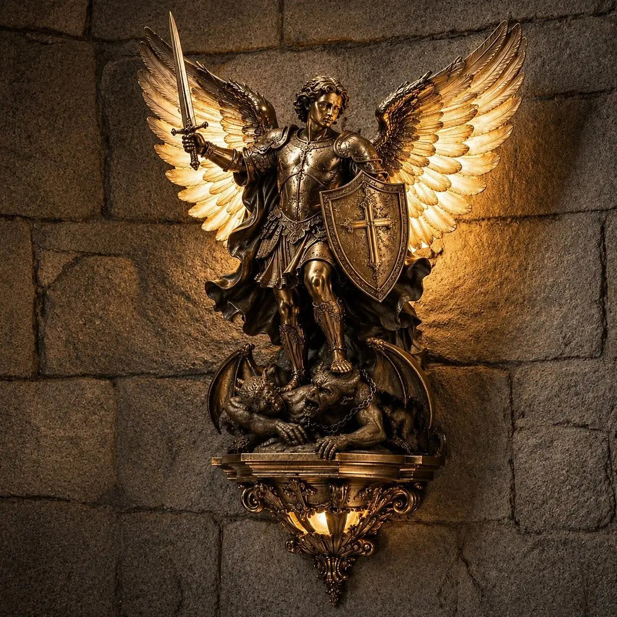 🕊️Nástenná lampa Strážny anjel svätého Michala✨