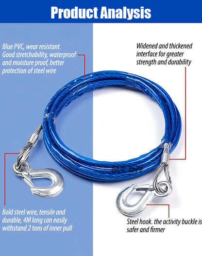 ⛓️🚗【4 m 5 toneladas】Cuerda de remolque para automóvil, cuerda de tracción, cuerda de rescate, accesorios de seguridad