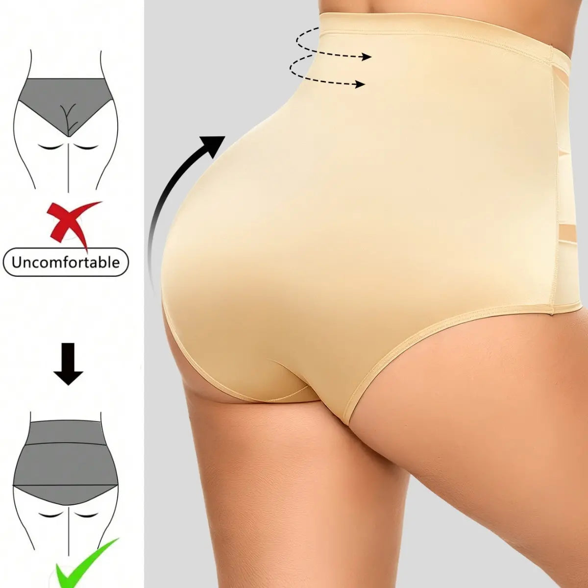 🔥 Oferta por tiempo limitado: 3 piezas 🌸🎁 Ropa interior de talle alto de tallas grandes con diseño cruzado y efecto aplanador de abdomen.