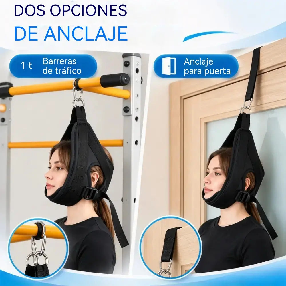 💆 Arnés de tracción cervical para colocar en la puerta ⚡ · Dispositivo para la relajación y el estiramiento cervical · ¡Set completo de 7 piezas 🌟!