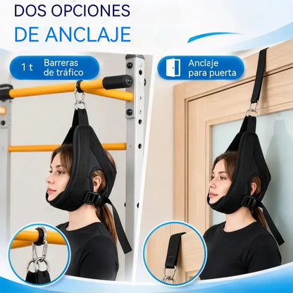 💆 Arnés de tracción cervical para colocar en la puerta ⚡ · Dispositivo para la relajación y el estiramiento cervical · ¡Set completo de 7 piezas 🌟!