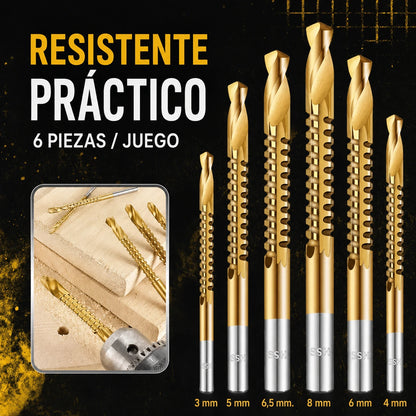 【Juego de 6 piezas】⚙️ Juego de brocas helicoidales: fabricadas en acero rápido, con recubrimiento de titanio y aptas para diversos materiales 🧰