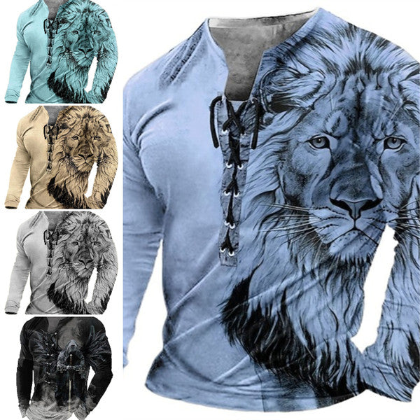 🦁🦁【S-4XL】-42 OFF % Camiseta 3D para hombre – manga larga, estampado realista y tejido suave