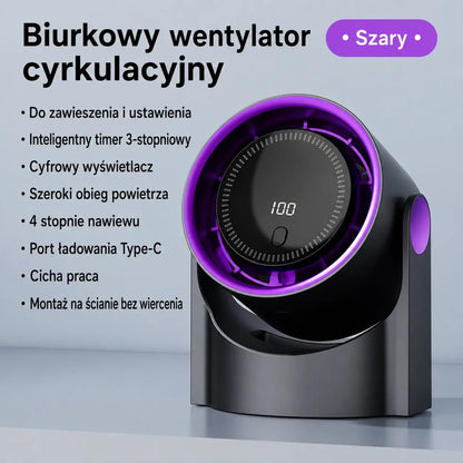 🧊🍃 Nowy bezłopatkowy wentylator turbinowy na biurko (możliwość montażu na ścianie)