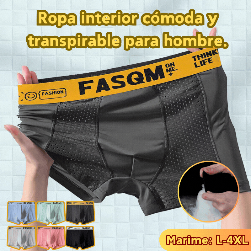 ⏰⏰【6 piezas 34 euros】 Calzoncillos bóxer de malla transpirable de seda helada para hombre
