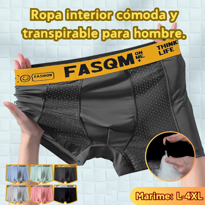 ⏰⏰【6 piezas 34 euros】 Calzoncillos bóxer de malla transpirable de seda helada para hombre