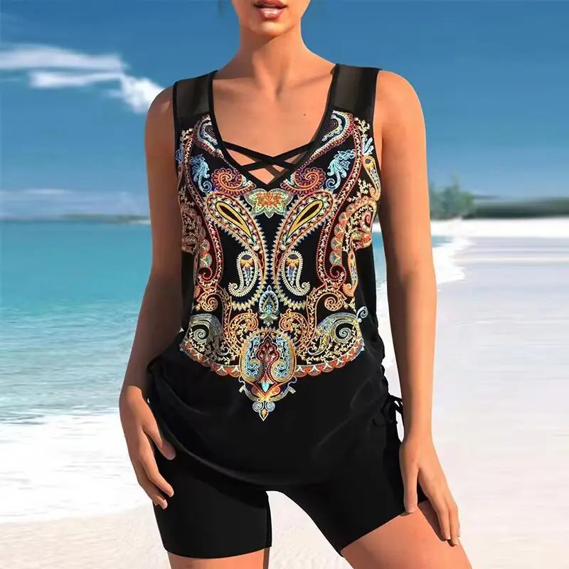 🔥【Zadnji dan - 50% popusta!】【S-5XL】🩱 Moderan brzosušeći dvodijelni kupaći kostim s printom: udoban i elegantan, savršen izbor za ljeto 🌊🌴
