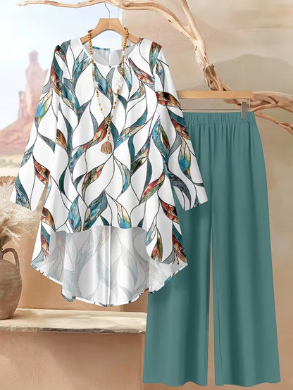 ⏳ Oferta por tiempo limitado ⏰【50-120 kg】👚 Conjunto informal de mujer con estampado de lunares, corte holgado.
