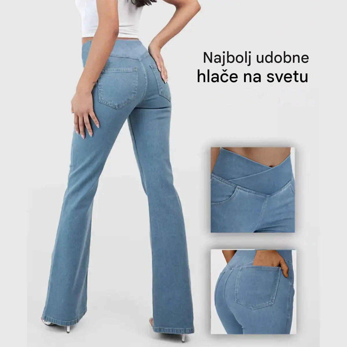 Zdaj: 50 % popusta【XS-4XL】Visokokakovostne kavbojke slim fit kroja z visokim pasom, posebej oblikovane za poudarjanje linije bokov