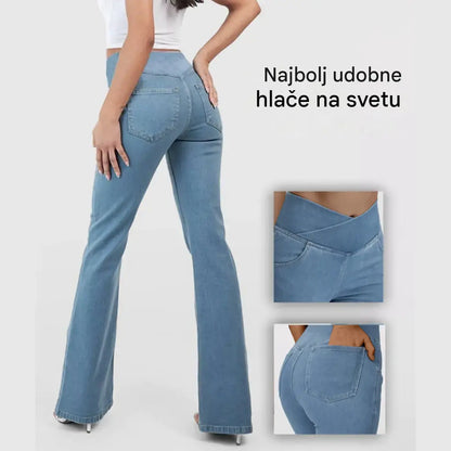 Zdaj: 50 % popusta【XS-4XL】Visokokakovostne kavbojke slim fit kroja z visokim pasom, posebej oblikovane za poudarjanje linije bokov
