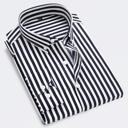 【Promo】Camisa de negocios a rayas de manga larga para hombre 【M-5XL】