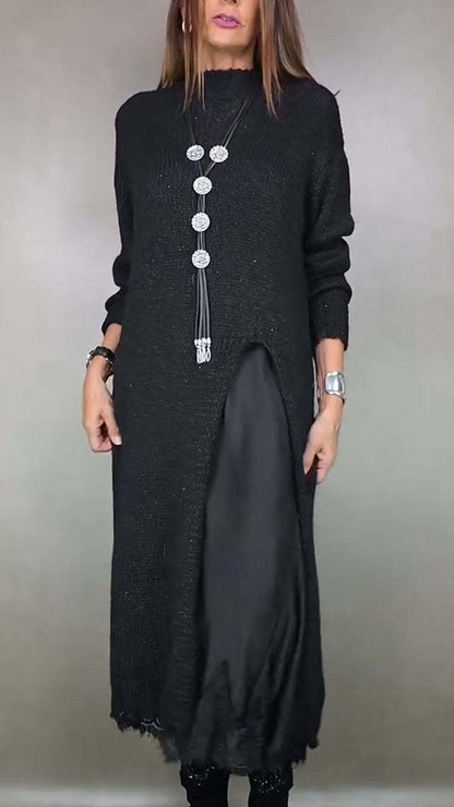✨✨【XS-3XL】-50%👗Нов комплект от дантела, модел пуловер, рокля тип „комбинация“ + пуловер, комплект от две части