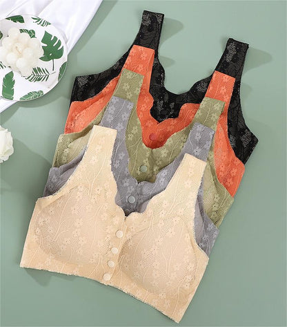 😍👙【Paquete de 2 piezas】Sujetador sin aros con botón frontal para mujer