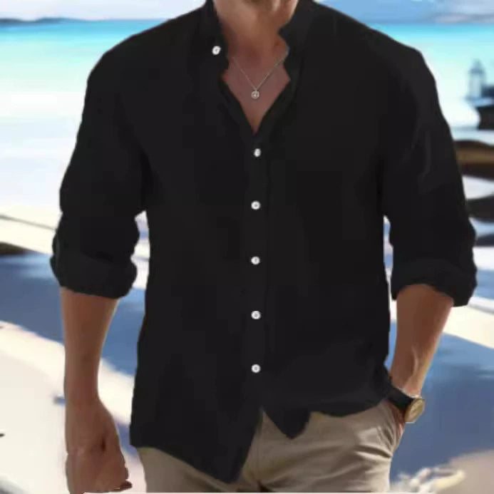 🔥【M–5XL】Camisa de hombre transpirable de algodón y lino: cómoda, ligera y de corte holgado.