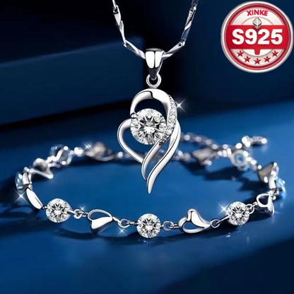 ✨💎【50 % zľava】Sada náramku a náhrdelníka zo striebra 925 Srdce oceánu