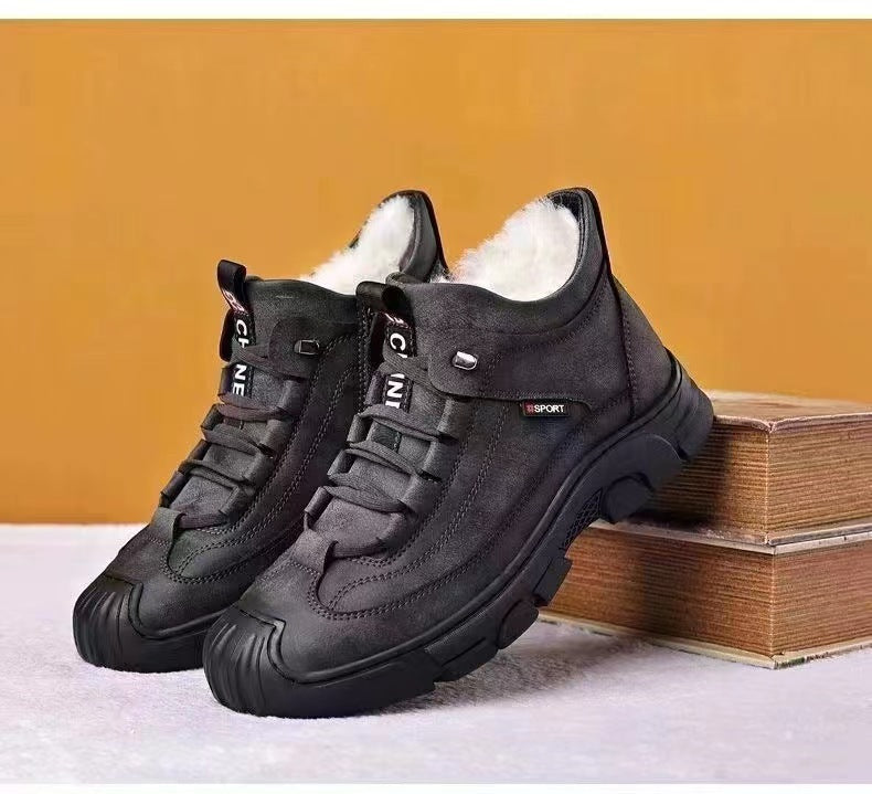 🔥🔥【Časově omezená nabídka】Pánské zesílené sametové teplé boty podzim zima 2025 Vysoké boty z pravé kůže