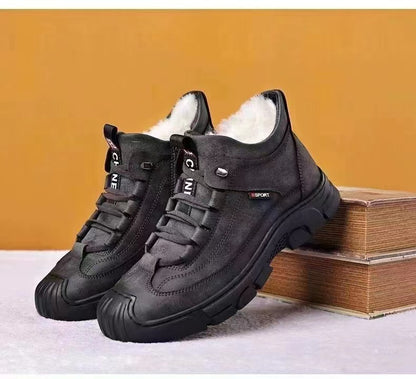 🔥🔥【Časově omezená nabídka】Pánské zesílené sametové teplé boty podzim zima 2025 Vysoké boty z pravé kůže