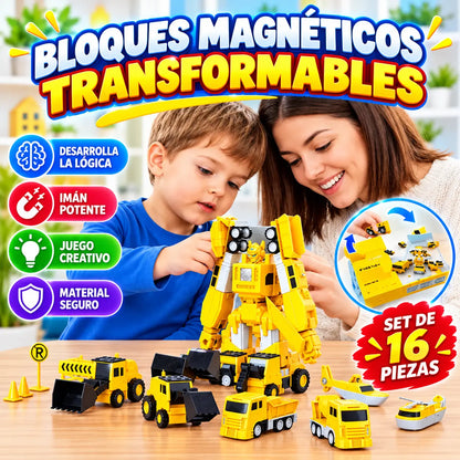【50% OFF】🤖【16 piezas】Bloques de construcción magnéticos Transformers, juguetes educativos