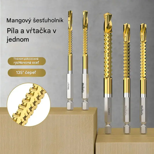 🛠️🔧(6 piezas)Broca helicoidal de acero de alta velocidad con revestimiento de titanio 2 en 1 – Vástago hexagonal, adecuada para taladrar y ranurar madera y metal🔩