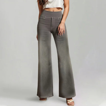 🔥👖Dámske strečové džínsy s vysokým pásom a širokými nohavicami, viacvreckový dizajn, stálofarebné aj po vypraní.