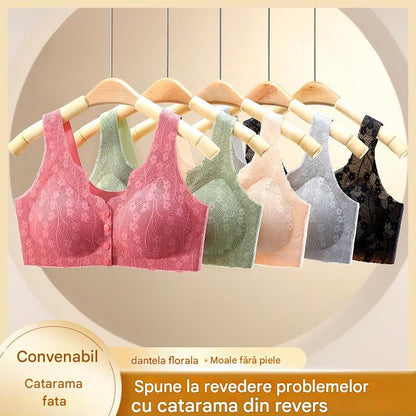 😍【Paket 2 kosov】Brezžični ženski nedrček z gumbi spredaj ❤️【40-100 kg】