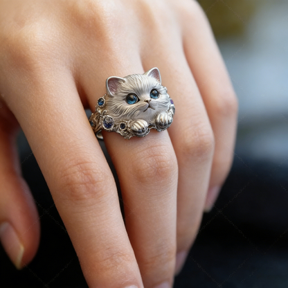 🎁😍🎁😍Dva kusy len za 22 eur – jednoduchý a elegantný prsteň s mačiatkom zo striebra 925 s diamantmi.