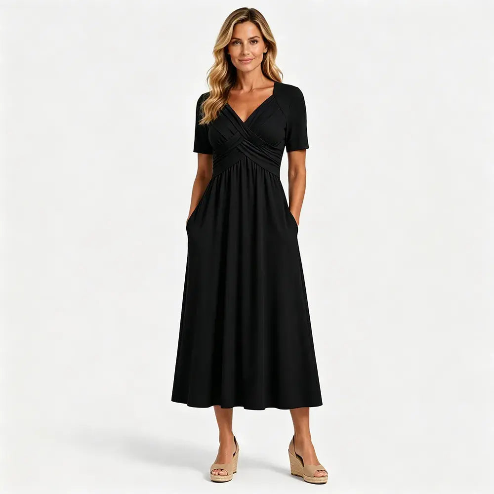 💟【50% DE DESCUENTO】【S-3XL】Vestido casual midi de color liso