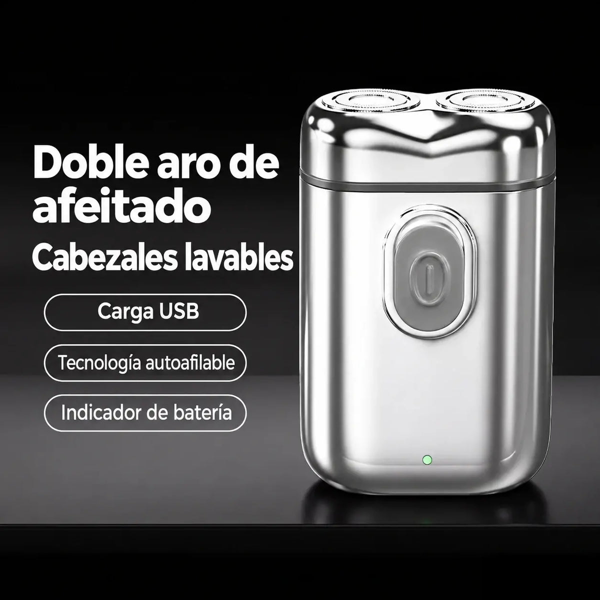 🧡 Mini afeitadora eléctrica portátil para hombre – Doble cabezal rotativo, recargable por USB, compacta y fácil de transportar ⚡