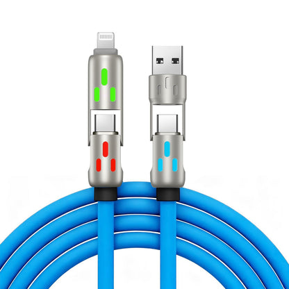 🔥 【2 kusy za 22 eur】 🔥 (dĺžka 2 metre) Kábel 4 v 1 PD 240 W – rýchle nabíjanie cez USB‑C, Lightning a USB‑A, hliník a silikón, synchronizácia dát ⚡📱
