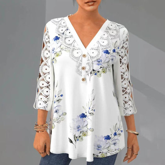 👚【S-5XL】Tricou nou pentru femei, la modă, cu decolteu în V, 3919732 