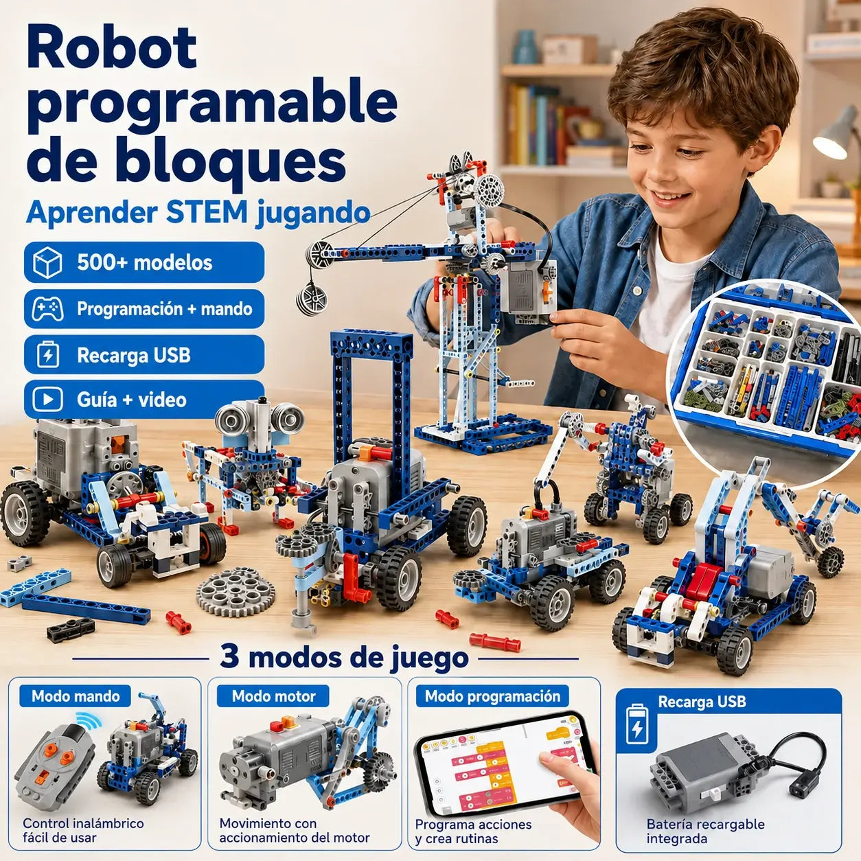 🤖🧩 [Descuento del 50 % por tiempo limitado] Kit de robot eléctrico para montar por niños